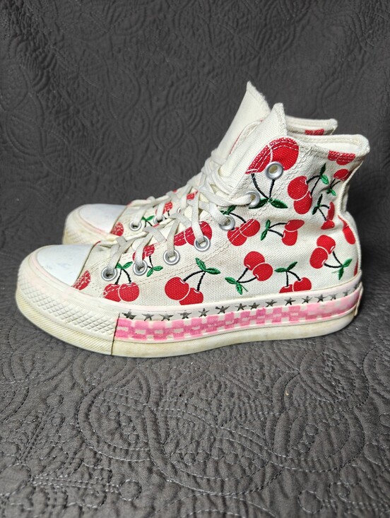 Converse Shoes - Converse All Star Platform Cherries Custom Sole Sneakers Shoes Women's 7, Mens 5